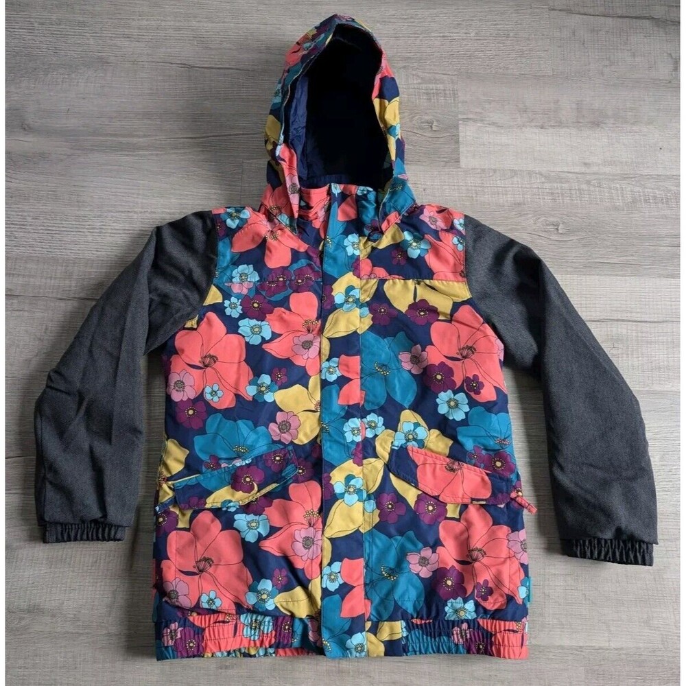 Burton Whiply Girls Sz XL 18 Dry Ride Room To Grow Snowboard Ski Coat Floral